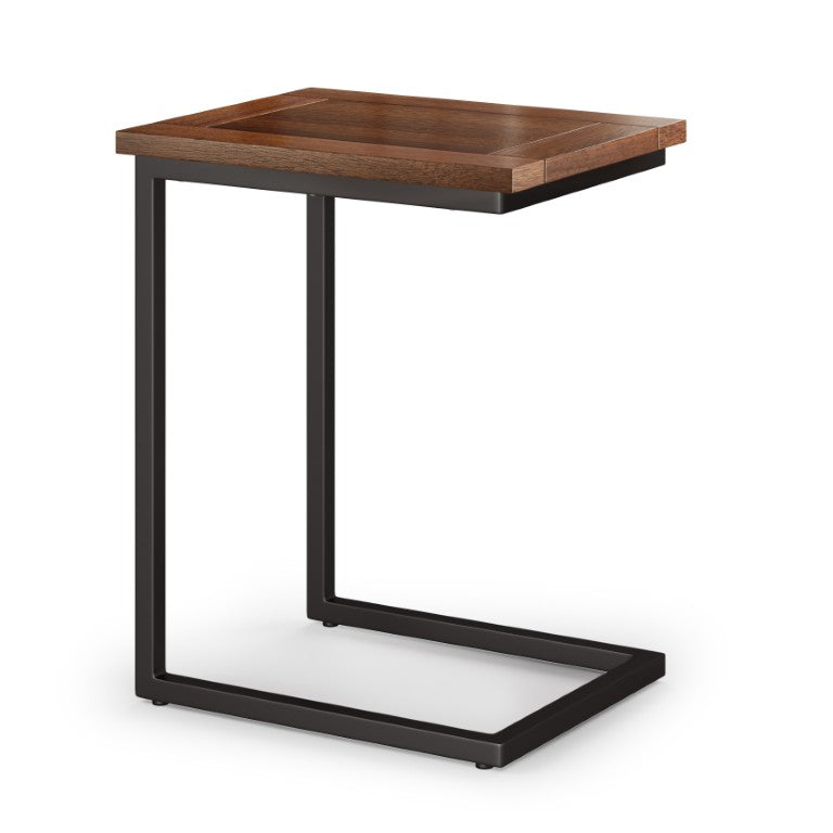 HomeRoots 24 Inch Powder Coated Iron and Solid Wood Accent Side Table for Industrial Living Room Decor Brown / Black 641908