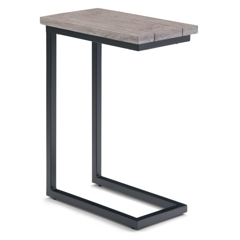 HomeRoots 24 Inch Solid Wood Iron Frame End Table Rustic Distressed Finish for Living Room 641914