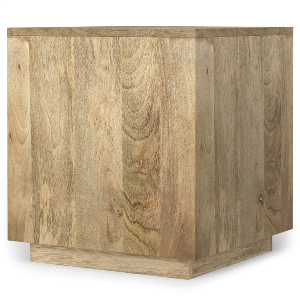 22 Inch Solid Wood Block Style Square End Table Sturdy Accent for Living Room Decor