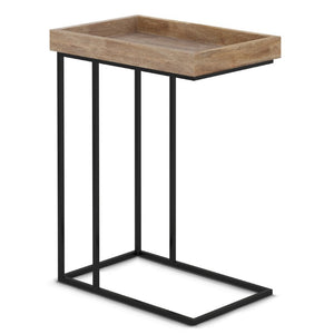 HomeRoots 24 Inch Solid Wood Steel Frame End Table Rustic Distressed Finish Living Room Accent 641919