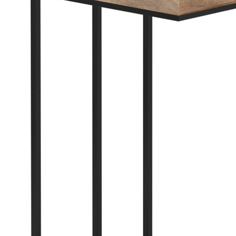 HomeRoots 24 Inch Solid Wood Steel Frame End Table Rustic Distressed Finish Living Room Accent 641919