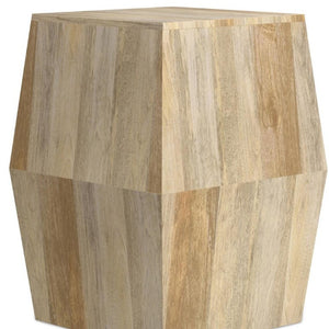 22 Inch Solid Wood Block Style Square End Table Sturdy Accent for Living Room Decor