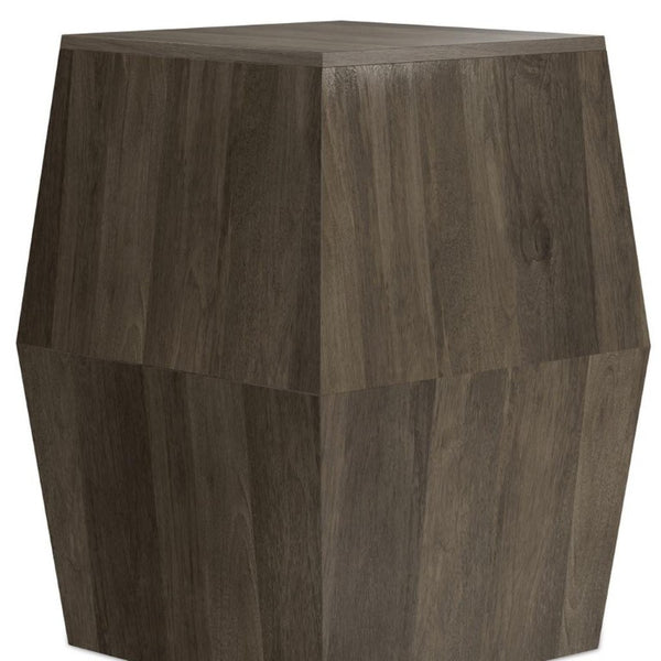 22 Inch Solid Ash Wood Block Style Accent End Table for Modern Living Spaces