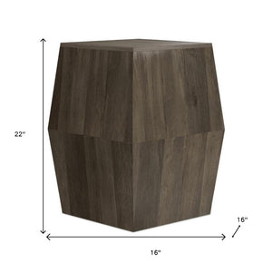 22 Inch Solid Ash Wood Block Style Accent End Table for Modern Living Spaces