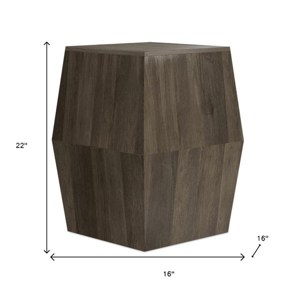 22 Inch Solid Ash Wood Block Style Accent End Table for Modern Living Spaces