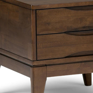 20 Inch Square Solid Walnut Wood End Table Featuring Two Storage Drawers for Living Rooms