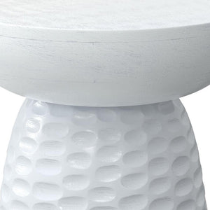 18 Inch Solid Wood Round Pedestal Accent Table with Distressed Farmhouse Finish for Living Room