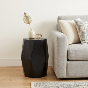 21 Inch Solid Wood Round End Table in Black for Living Room or Bedroom Accent