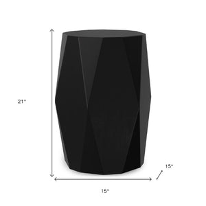 21 Inch Solid Wood Round End Table in Black for Living Room or Bedroom Accent