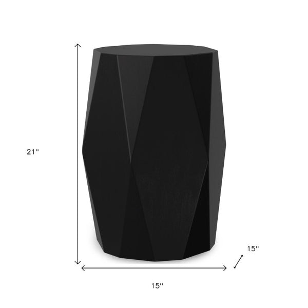 21 Inch Solid Wood Round End Table in Black for Living Room or Bedroom Accent