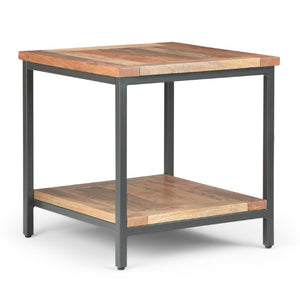 HomeRoots 22 Inch Square Solid Wood Steel Frame End Table for Modern Living Room Decor 641934