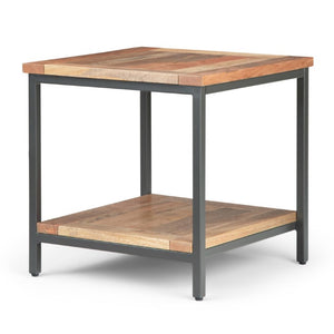 22 Inch Square Solid Wood Steel Frame End Table for Modern Living Room Decor