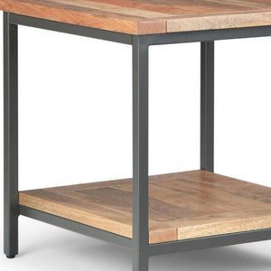 22 Inch Square Solid Wood Steel Frame End Table for Modern Living Room Decor