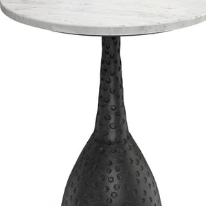 20 Inch Marble Top Aluminum Pedestal End Table for Stylish Modern Living Spaces