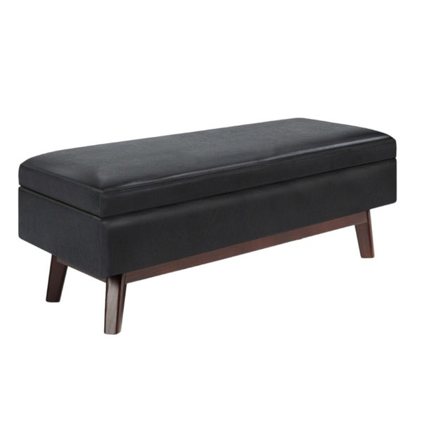 48 Inch Faux Leather Storage Ottoman Tufted Footrest Bench for Living Room Decor