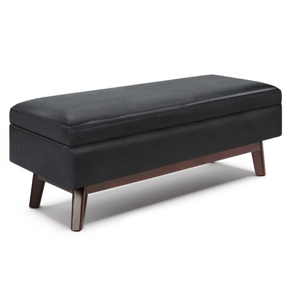 48 Inch Faux Leather Storage Ottoman Tufted Footrest Bench for Living Room Decor