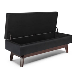 48 Inch Faux Leather Storage Ottoman Tufted Footrest Bench for Living Room Decor
