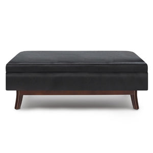 48 Inch Faux Leather Storage Ottoman Tufted Footrest Bench for Living Room Decor