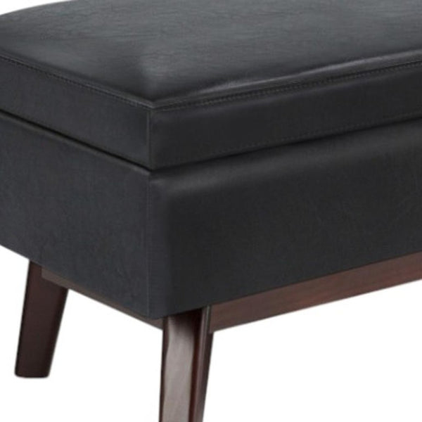 48 Inch Faux Leather Storage Ottoman Tufted Footrest Bench for Living Room Decor
