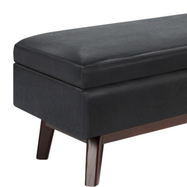 48 Inch Faux Leather Storage Ottoman Tufted Footrest Bench for Living Room Decor