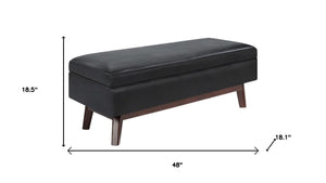 48 Inch Faux Leather Storage Ottoman Tufted Footrest Bench for Living Room Decor