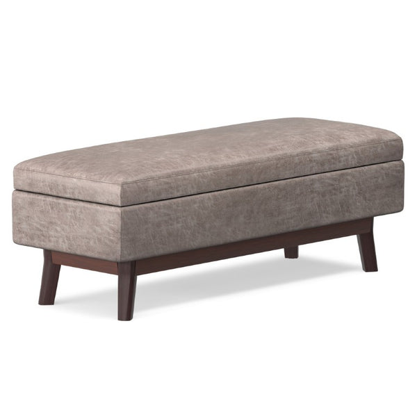 48 Inch Faux Leather Storage Ottoman Tufted Footrest Bench for Living Room Decor
