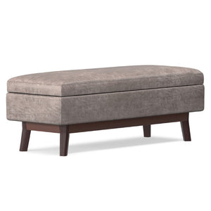 48 Inch Faux Leather Storage Ottoman Tufted Footrest Bench for Living Room Decor
