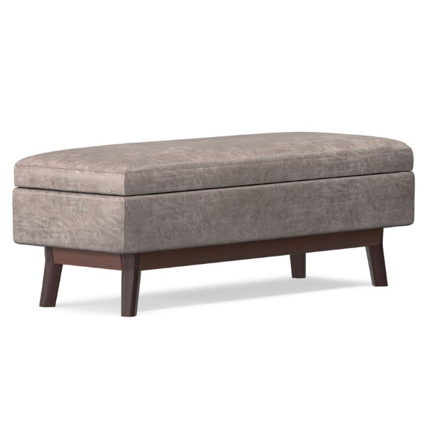 48 Inch Faux Leather Storage Ottoman Tufted Footrest Bench for Living Room Decor