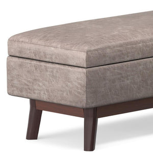 48 Inch Faux Leather Storage Ottoman Tufted Footrest Bench for Living Room Decor