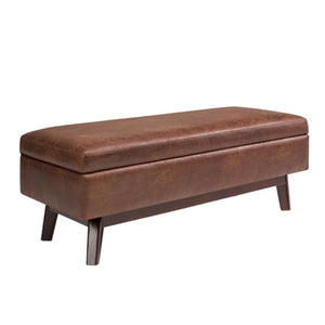 48 Inch Faux Leather Storage Ottoman Tufted Footrest Bench for Living Room Decor