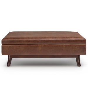 48 Inch Faux Leather Storage Ottoman Tufted Footrest Bench for Living Room Decor