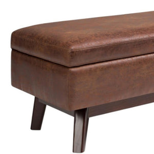 48 Inch Faux Leather Storage Ottoman Tufted Footrest Bench for Living Room Decor