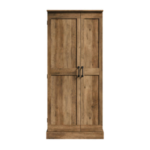 English Elm Storage Cabinet Rustic Brown Engineered Wood Tall Organizer with Adjustable Shelves for Pantry, Office, Shoes, Durable Design, Quick Assembly B356P402671