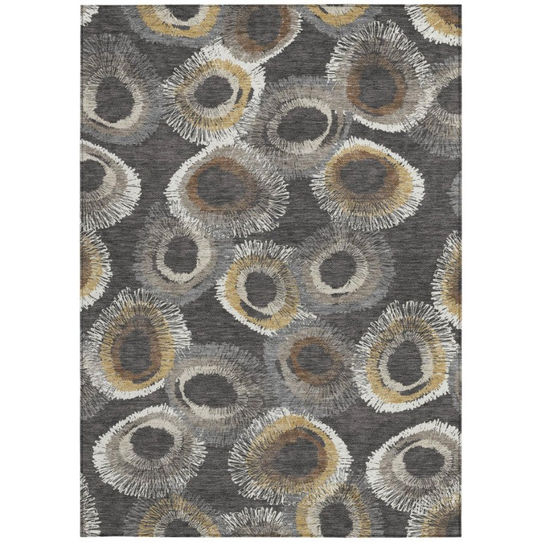 HomeRoots Geometric Polyester Area Rug Washable Low Pile for Indoor Outdoor Patio and Living Room Use 5' x 8' 641976