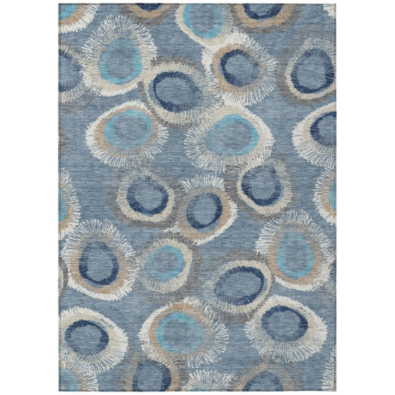 HomeRoots Geometric Polyester Area Rug Washable Indoor Outdoor Low Pile Patio and Living Room Design 8' x 10' 641984