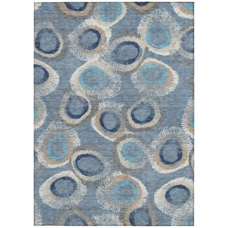 HomeRoots Geometric Polyester Area Rug Washable Indoor Outdoor Low Pile Patio and Living Room Design 8' x 10' 641984