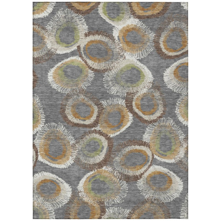 HomeRoots Washable Geometric Polyester Area Rug Indoor Outdoor Stain Resistant for Patio or Living Room 5' x 8' 641988