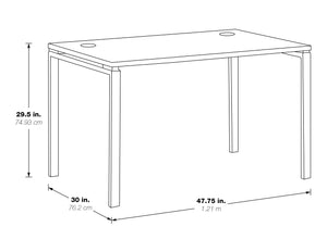 OSP Home Furnishings 48"W White Writing Desk  White