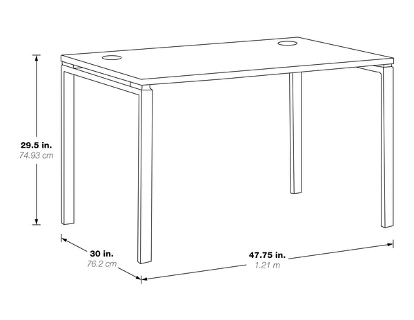 OSP Home Furnishings 48"W White Writing Desk  White