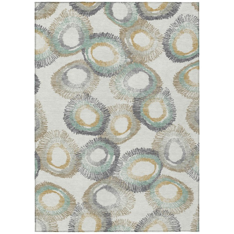 HomeRoots Geometric Polyester Area Rug Washable Indoor Outdoor with Felt Backing for Home or Patio 5' x 8' 641994