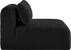 Meridian Furniture Shaggy Corduroy Armless Modular Chair with Plush Foam and Stain Resistant Performance Fabric Black 641Black-Armless