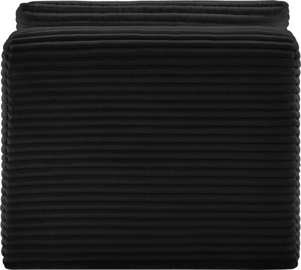 Meridian Furniture Shaggy Corduroy Armless Modular Chair with Plush Foam and Stain Resistant Performance Fabric Black 641Black-Armless