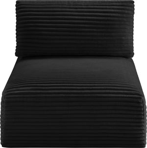 Meridian Furniture Shaggy Corduroy Armless Modular Chair with Plush Foam and Stain Resistant Performance Fabric Black 641Black-Armless