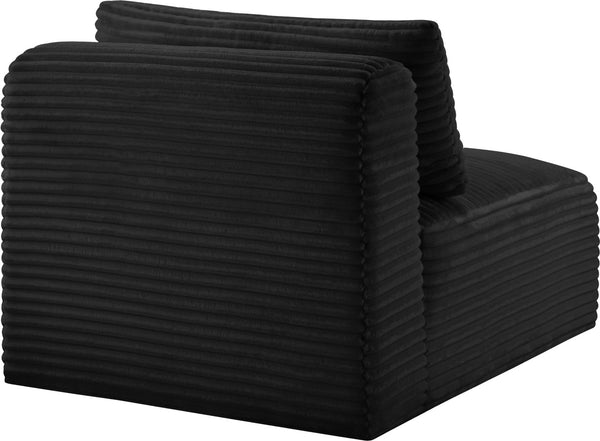 Meridian Furniture Shaggy Corduroy Armless Modular Chair with Plush Foam and Stain Resistant Performance Fabric Black 641Black-Armless