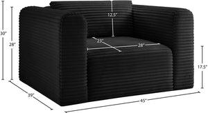 Meridian Furniture Shaggy Corduroy Accent Chair with Plush Foam Seating and Modular Design for Living Room Decor Black 641Black-Chair