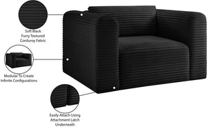 Meridian Furniture Shaggy Corduroy Accent Chair with Plush Foam Seating and Modular Design for Living Room Decor Black 641Black-Chair