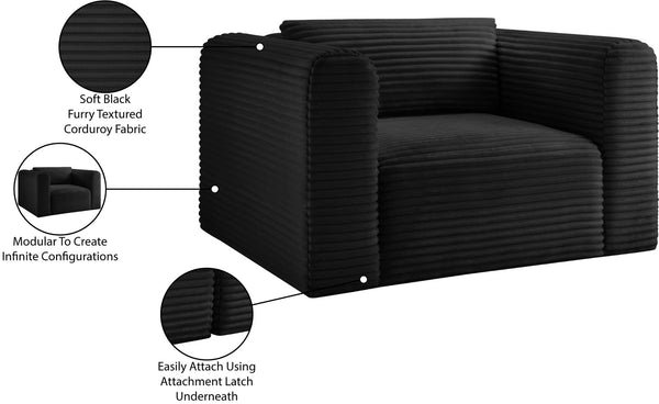 Meridian Furniture Shaggy Corduroy Accent Chair with Plush Foam Seating and Modular Design for Living Room Decor Black 641Black-Chair