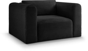 Meridian Furniture Shaggy Corduroy Accent Chair with Plush Foam Seating and Modular Design for Living Room Decor Black 641Black-Chair