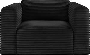Meridian Furniture Shaggy Corduroy Accent Chair with Plush Foam Seating and Modular Design for Living Room Decor Black 641Black-Chair