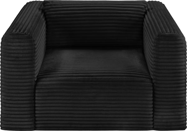 Meridian Furniture Shaggy Corduroy Accent Chair with Plush Foam Seating and Modular Design for Living Room Decor Black 641Black-Chair